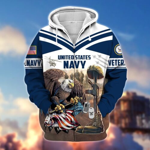 VETERAN UXVET28-NV Premium Microfleece Zip Hoodie