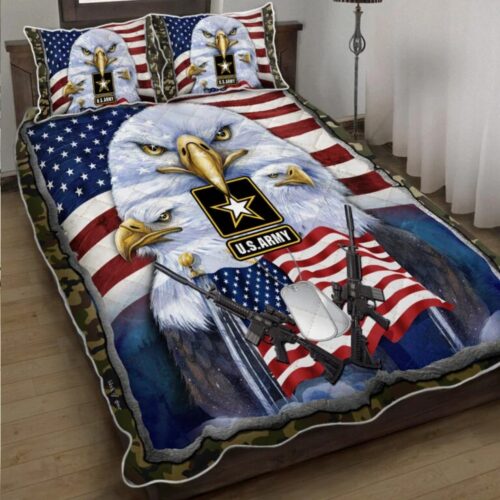 United States Army Veteran American US Quilt Bedding Set UXVET14BD