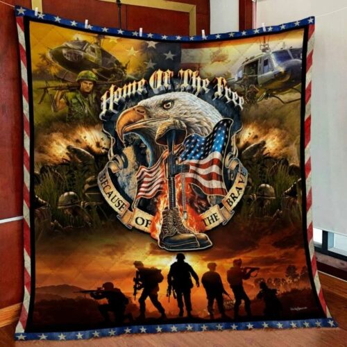 Veteran Home Of The Free Because Of The Brave Quilt Blanket