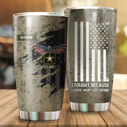 VETERAN US ARMY EAGLE IN MY HEART STAINLESS STEEL TUMBLER PROUD MILITARY