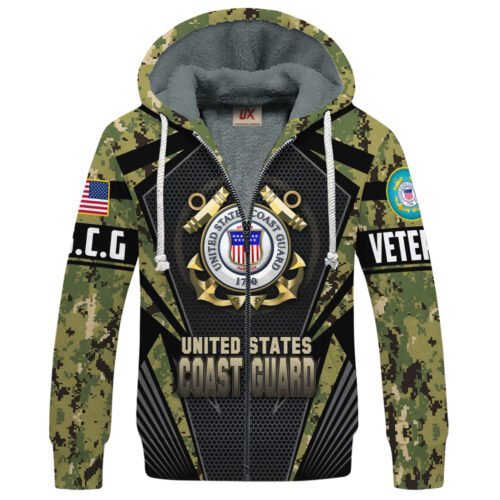 VETERAN UXVET27-CG Premium Heavy Fleece Zip Hoodie