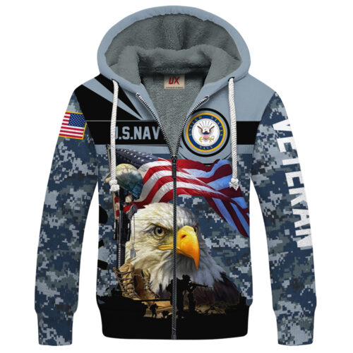 VETERAN UXVET29-NV Premium Heavy Fleece Zip Hoodie