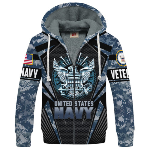 VETERAN UXVET27-NV Premium Heavy Fleece Zip Hoodie