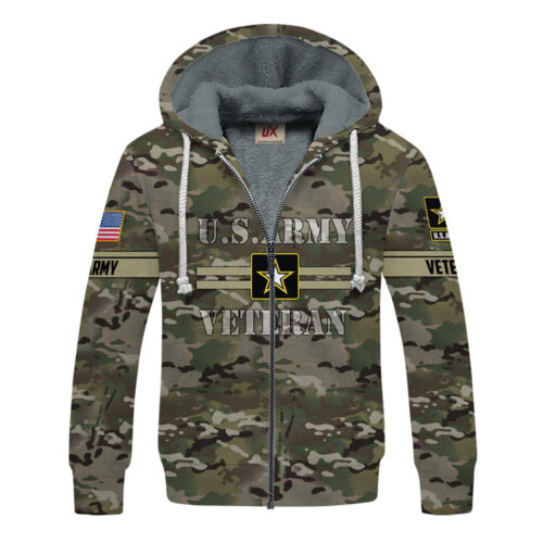 VETERAN UXVET21-AM Premium Heavy Fleece Zip Hoodie