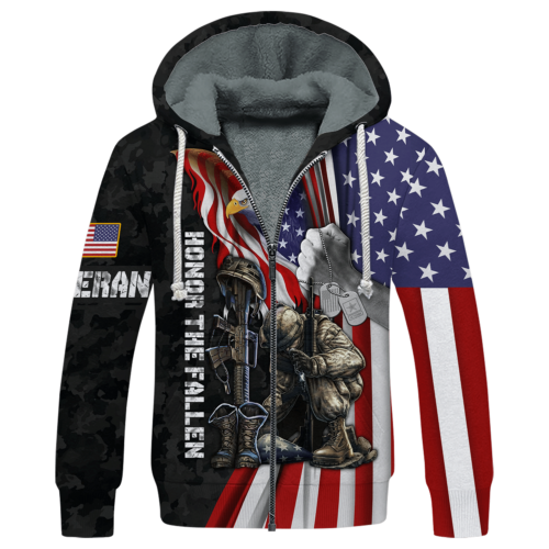 VETERAN NV-VETERAN-01 Premium Heavy Fleece Zip Hoodie