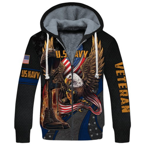 NAVY HLT-3011-NV-01 Premium Heavy Fleece Zip Hoodie