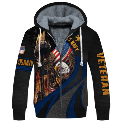 NAVY HLT-0212-NV-01 Premium Heavy Fleece Zip Hoodie