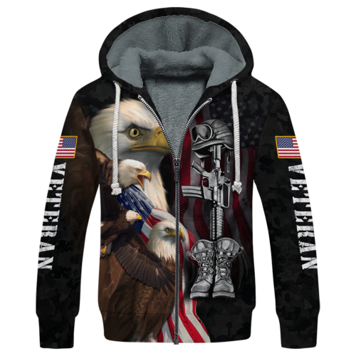 VETERAN DBA-VTR-10 Premium Heavy Fleece Zip Hoodie