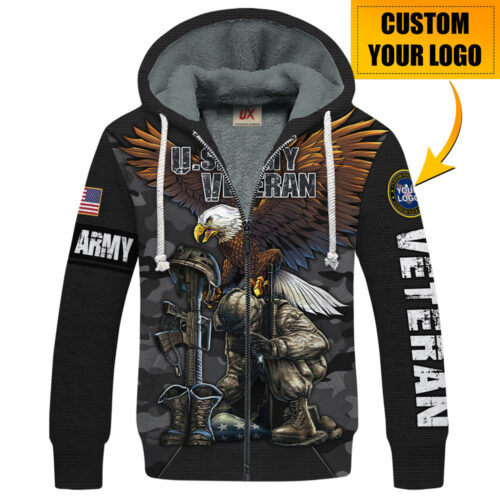 VETERAN HBLVTR54 Premium Heavy Fleece Zip Hoodie