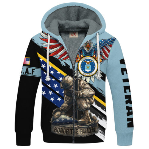 VETERAN UXVET53A-AF Premium Heavy Fleece Zip Hoodie