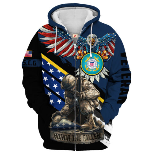 VETERAN UXVET53A-CG Premium Microfleece Zip Hoodie