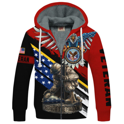 VETERAN UXVET53A-VTR Premium Heavy Fleece Zip Hoodie