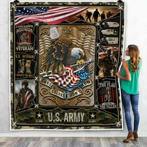 United States Army Veteran Quilt Blanket UXVET95QI