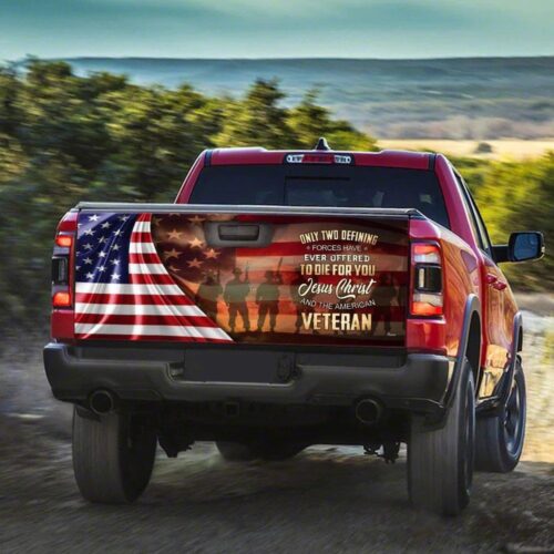 Owe To God And Veteran Truck Tailgate Decal Sticker Wrap Car Accessories