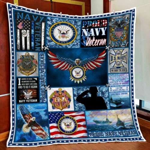 U.S Navy Veteran Proudly Served Quilt Blanket