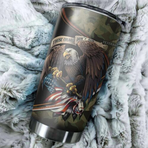 US VETERAN CAMO STAINLESS STEEL TUMBLER PROUD MILITARY UXVET09TBL