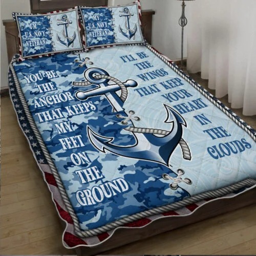 U.S. Navy Veteran Husband And Wife Quilt Bedding Set