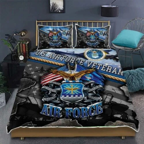 United States Air Force Veteran Proudly Served Quilt Bedding Set