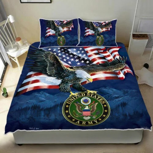 United States Army Veteran American US Quilt Bedding Set