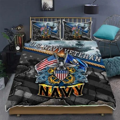 United States Navy Veteran Quilt Bedding Set