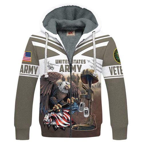 VETERAN UXVET28-AM Premium Heavy Fleece Zip Hoodie