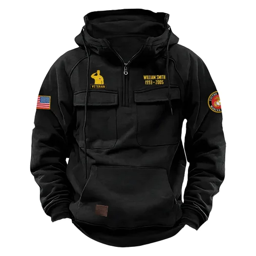 New Release! Personalized Gift U.S. Marine Corps Tactical Quarter Zip Hoodie BLVTR240524A01MC