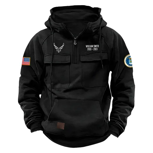 New Release! Personalized Gift U.S. Air Force Tactical Quarter Zip Hoodie BLVTR240524A02AF