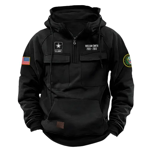 New Release! Personalized Gift U.S. Army Tactical Quarter Zip Hoodie BLVTR240524A02AM