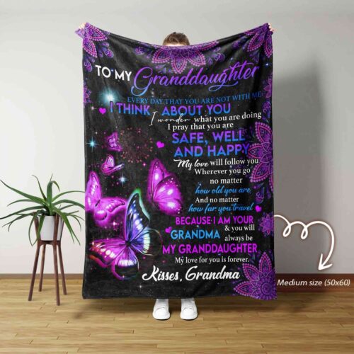 To My Granddaughter Blanket, Custom Name Blanket, Grandpa Blanket, Family Throw Blanket - Blankets for girls and boys