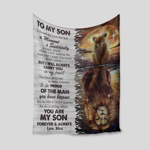 To My Son Blanket, Personalized Name Blanket, Lion Blanket, Family Throw Blanket - Blankets for boys, Gift Blanket