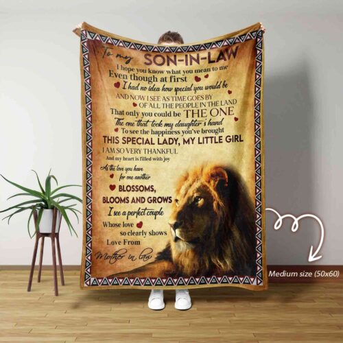 To My Son-In-Law, Lion Blanket, Blanket For Son, Family Throw Blanket, Blankets For Gift, Christmas Blanket