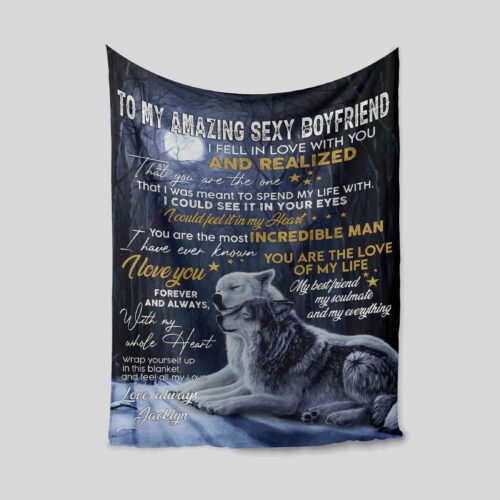 To My Boyfriend, Night Wolves Blanket, Blanket For boyfriend, Couple Blanket, Family Throw Blanket, Blankets For Gift, Christmas Blanket