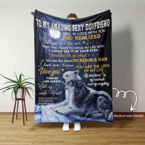 To My Boyfriend, Night Wolves Blanket, Blanket For boyfriend, Couple Blanket, Family Throw Blanket, Blankets For Gift, Christmas Blanket